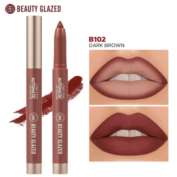 Beauty Glazed Long Stay Automatic Lip Crayon Matte Finish B102 Dark Brown