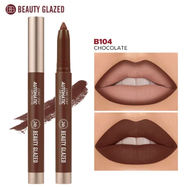 Beauty Glazed Long Stay Automatic Lip Crayon Matte Finish B104 Chocolate