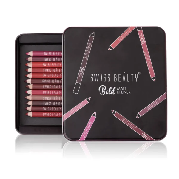 Swiss Beauty Bold Matt Long lasting Matte Finish Lip Liner Set Of 12 Pcs
