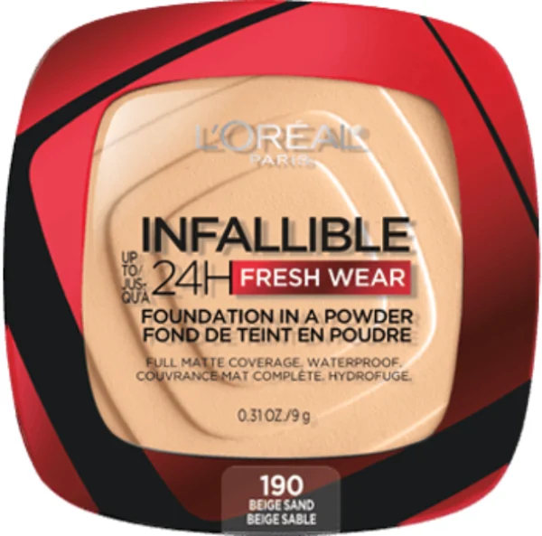 L'Oreal Infallible Fresh Wear 24Hr Powder Foundation 190 Beige Sand
